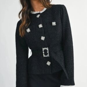 🚨 Sold - Elegant Black Women's Jacket with Embellished Details